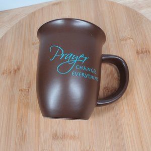 Abbey Press Coffee Mug Scripture 5:17 "Prayer Changes Everything" Brown Teal